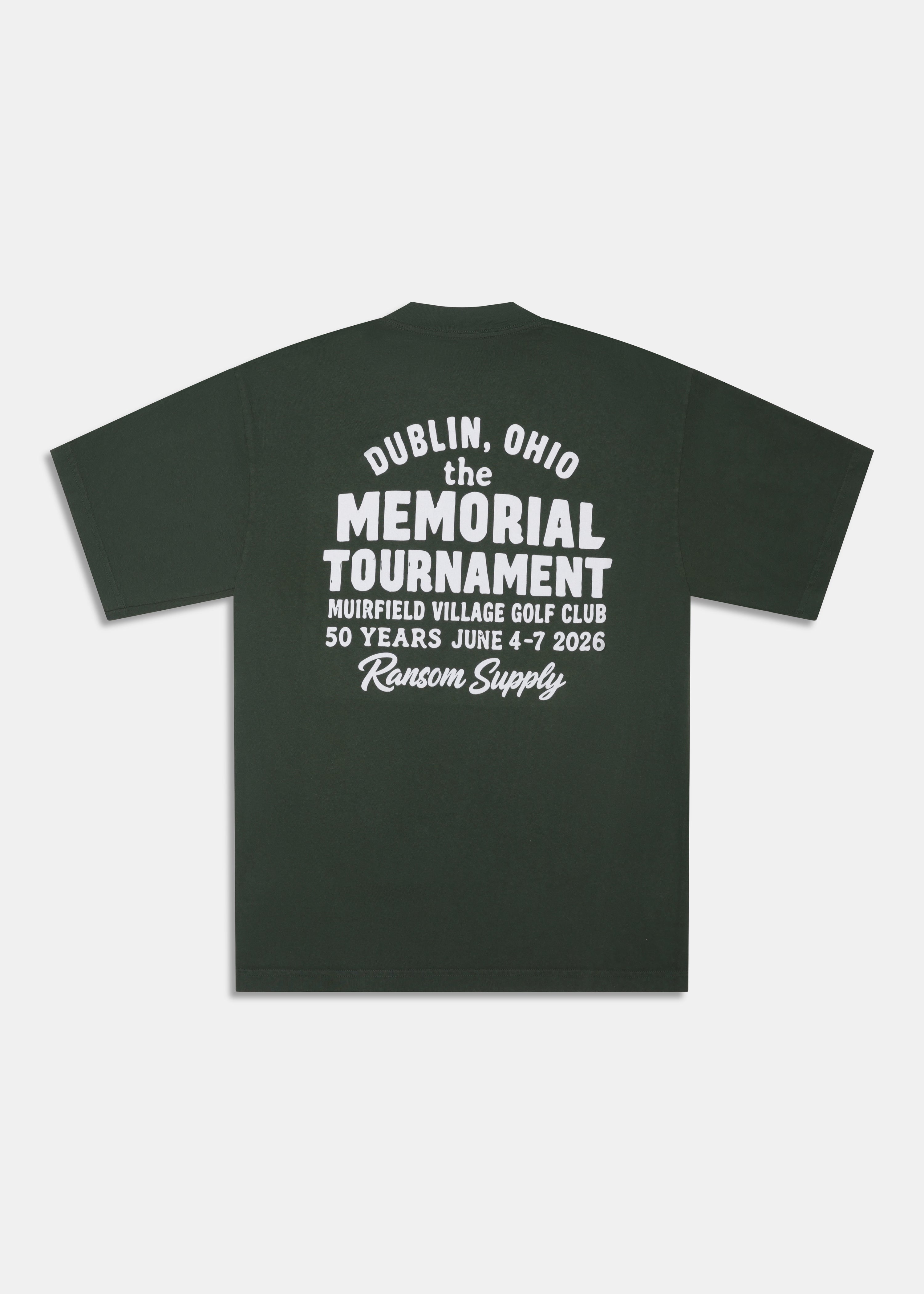 2026 Tournament Tee in Pine Green, front view