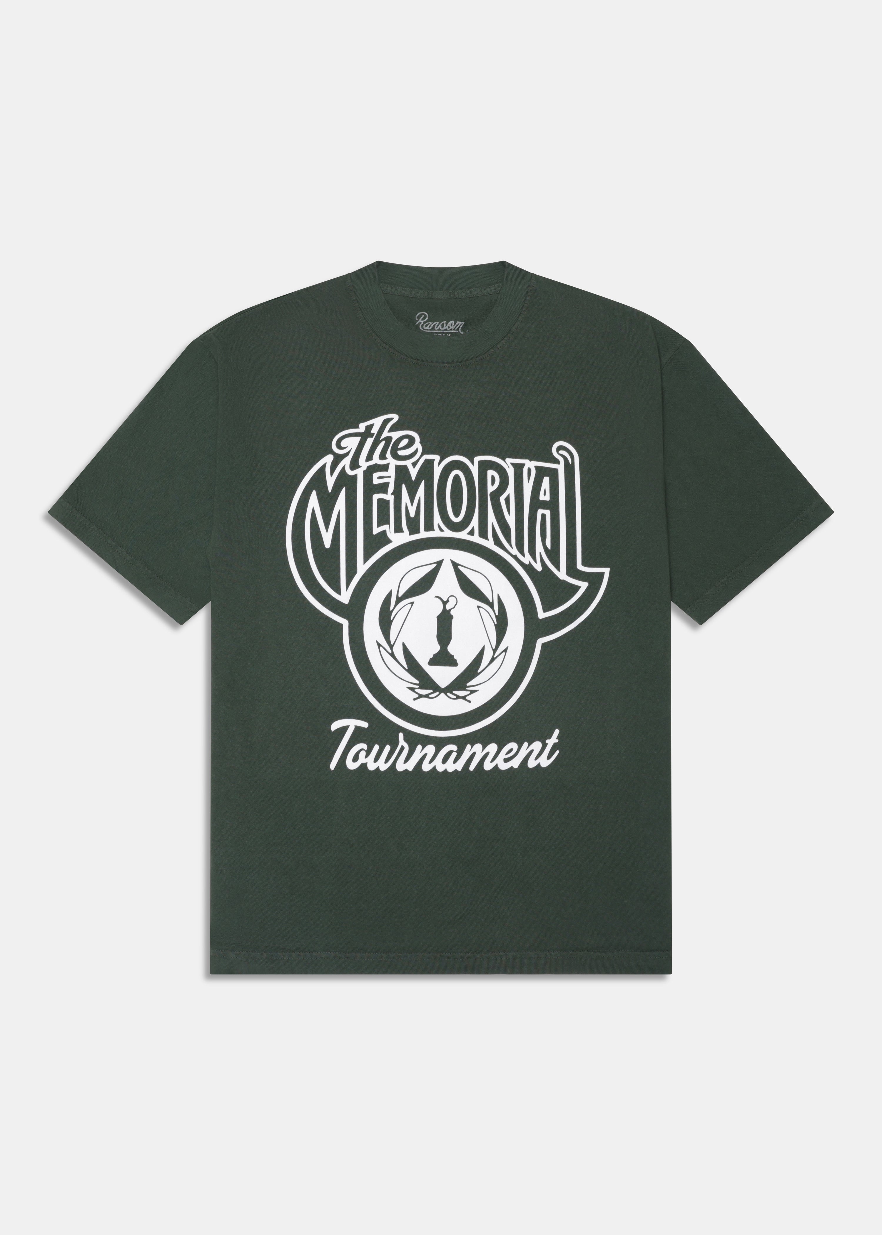 Memorial Tournament Crest Tee in Pine Green, front view
