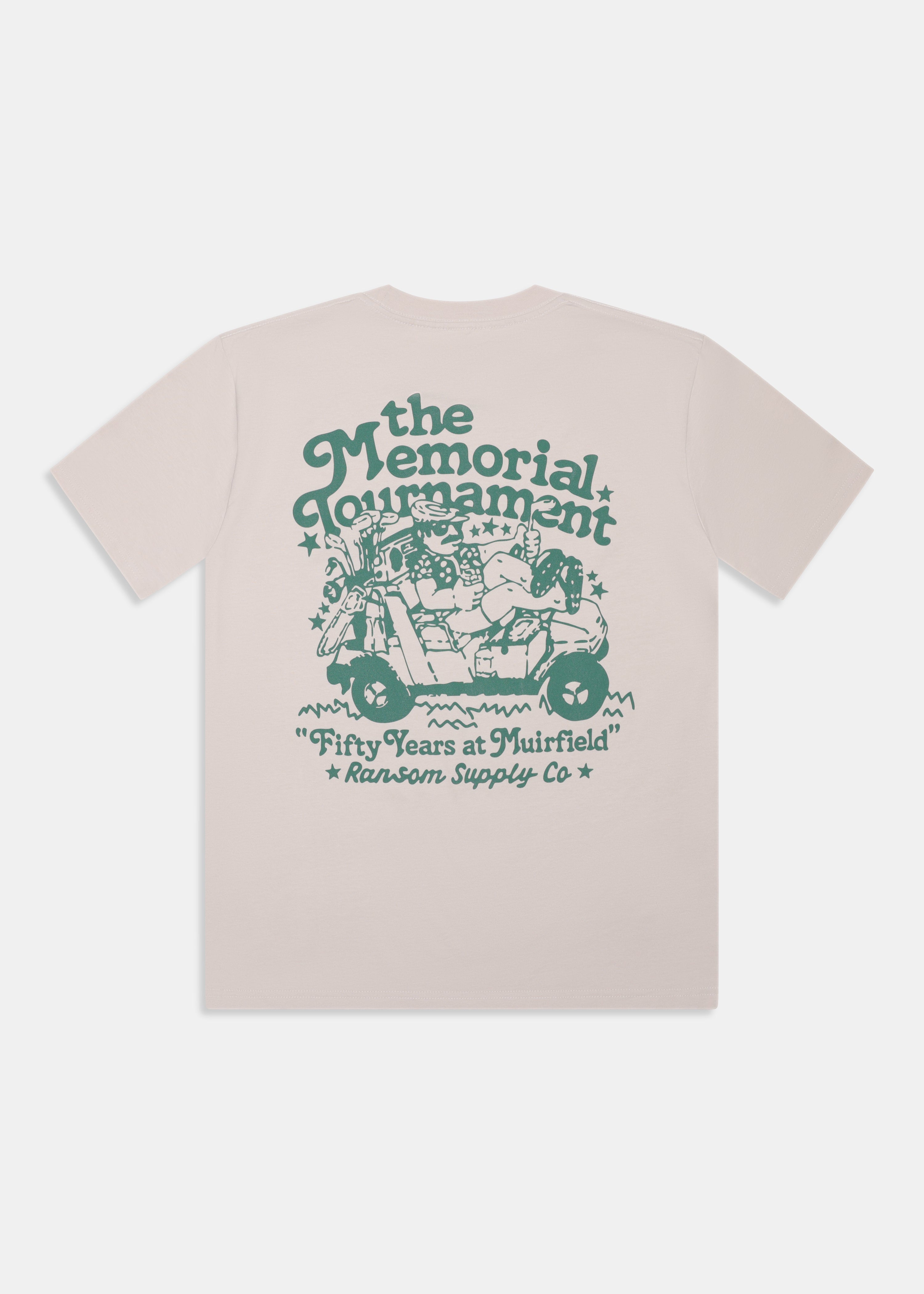 Fifty Years at Muirfield Tee in Bone, front view