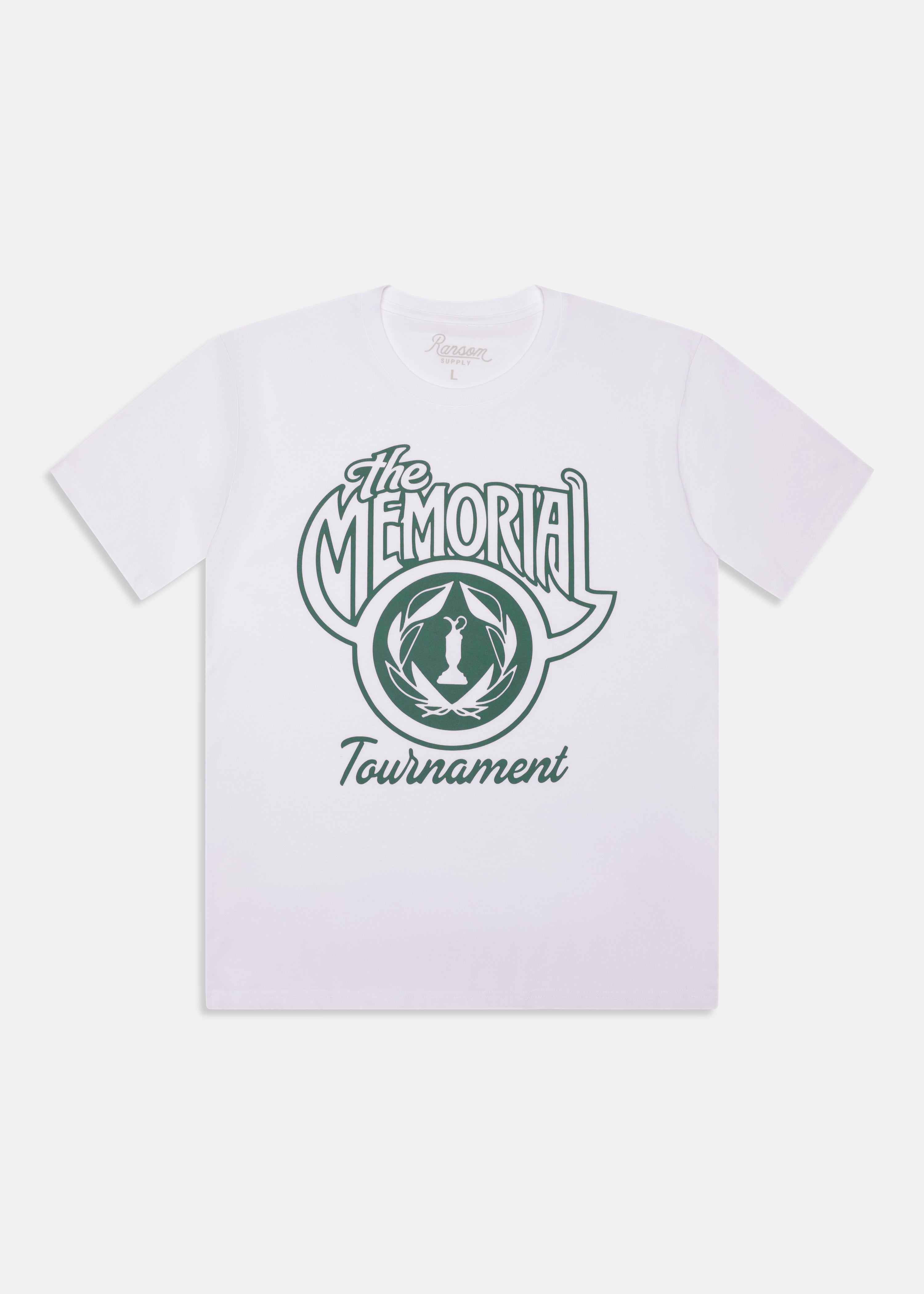 Memorial Tournament Crest Tee in White, front view