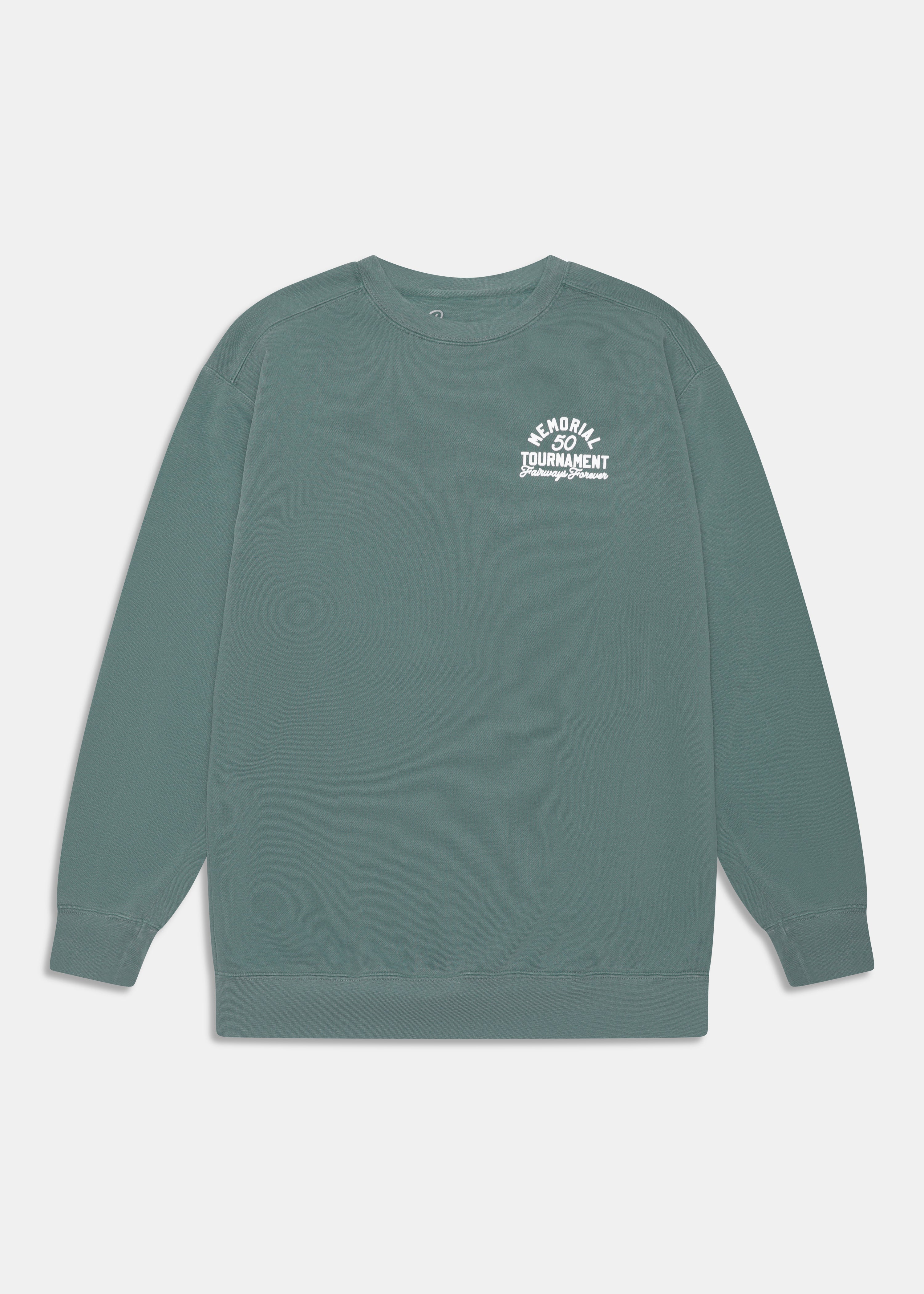 Fifty Years Crewneck in Faded Green, front view