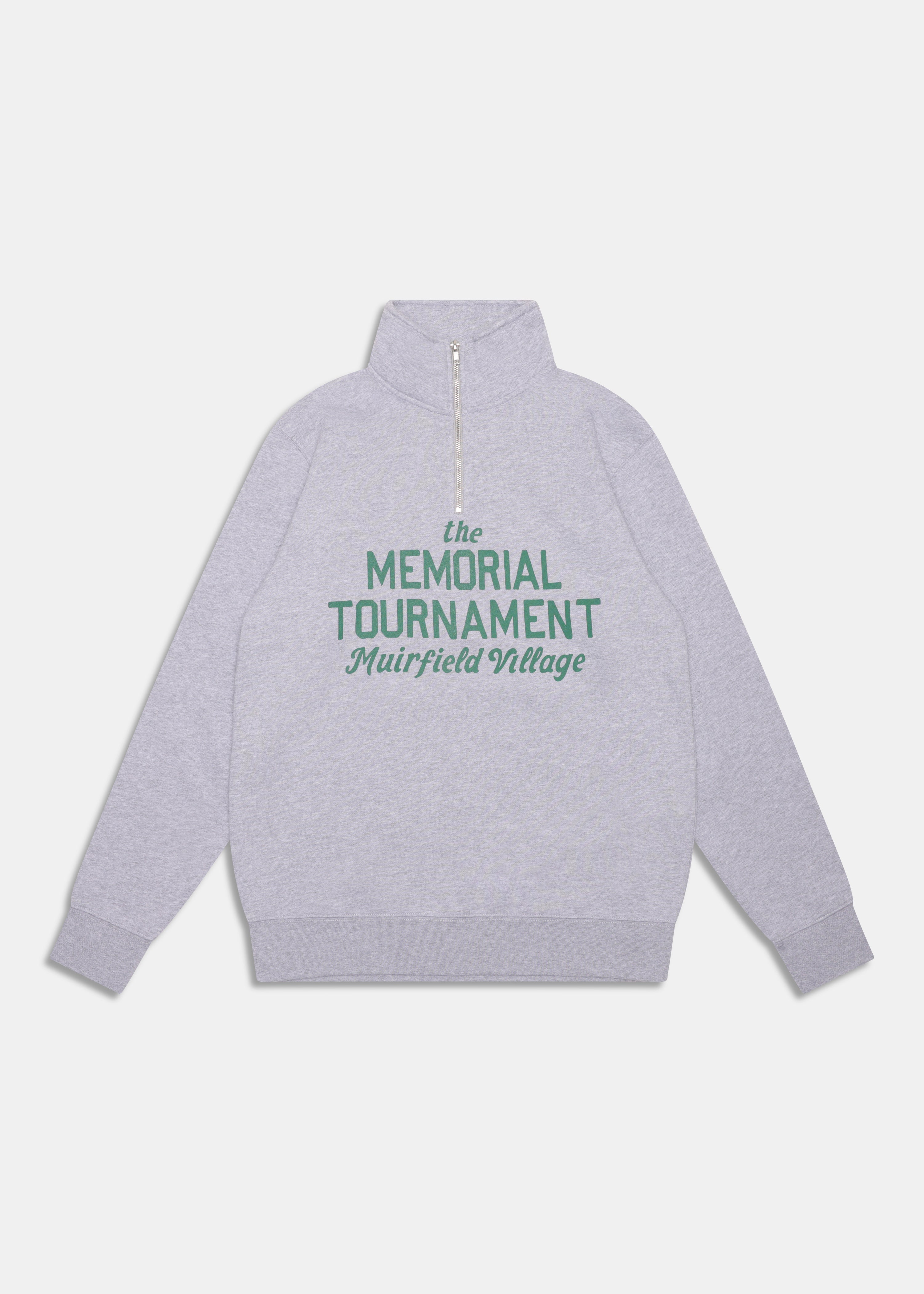 Classic Q-Zip sweatshirt in Faded Grey, front view with chest print