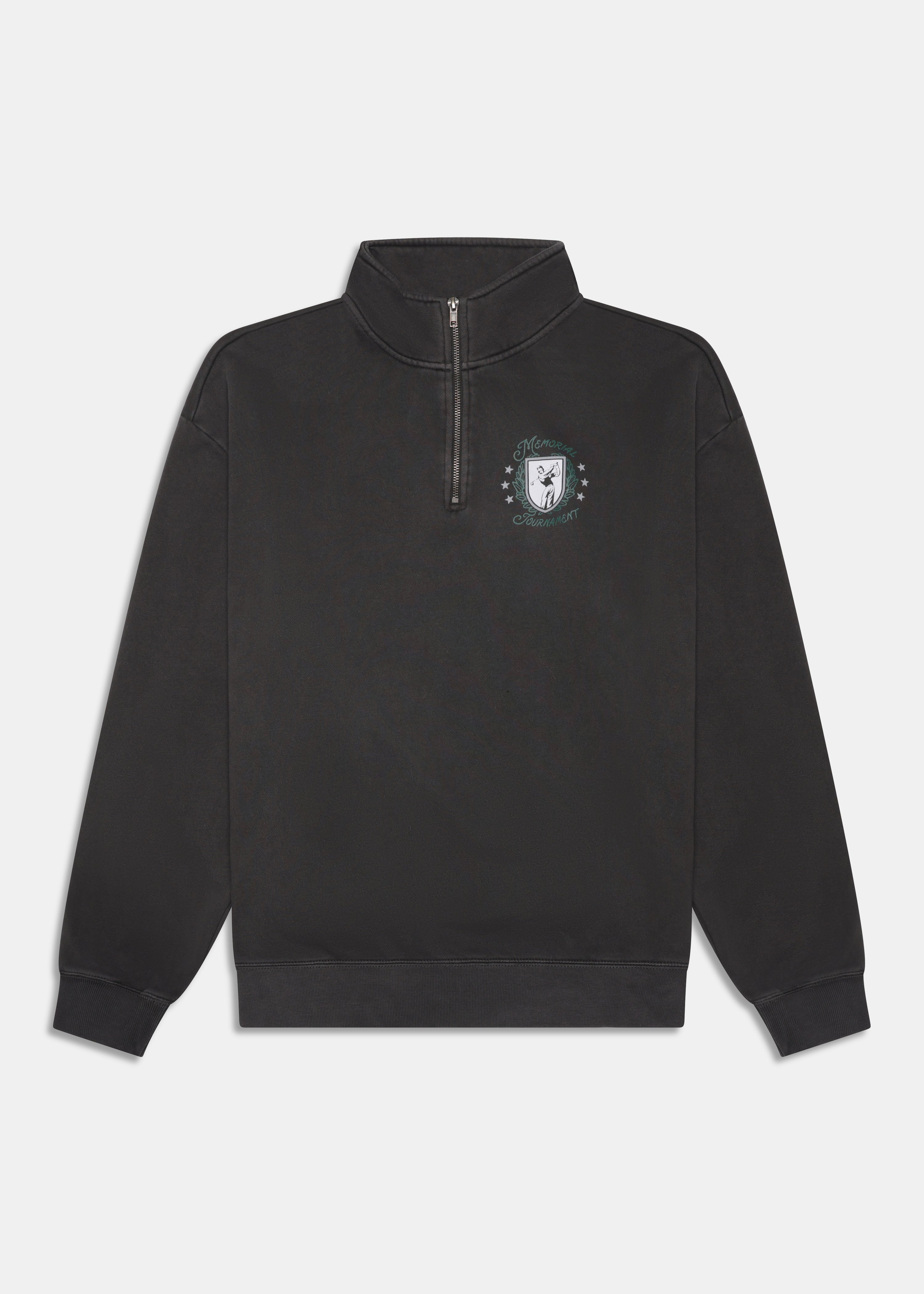 Muirfield Village Q-Zip sweatshirt in Faded Black, front view