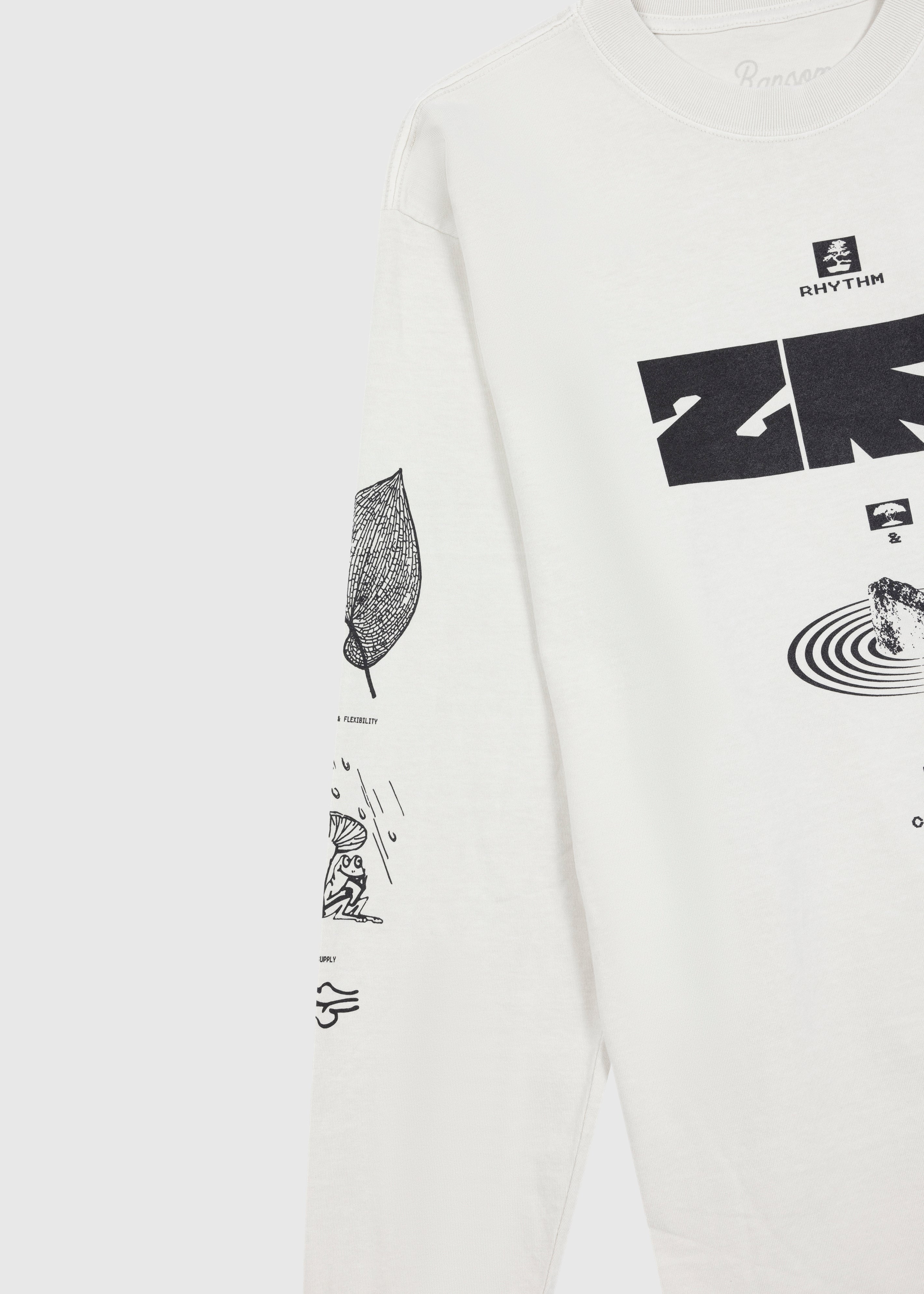 ZEN Long Sleeve Tee in white, alternate view