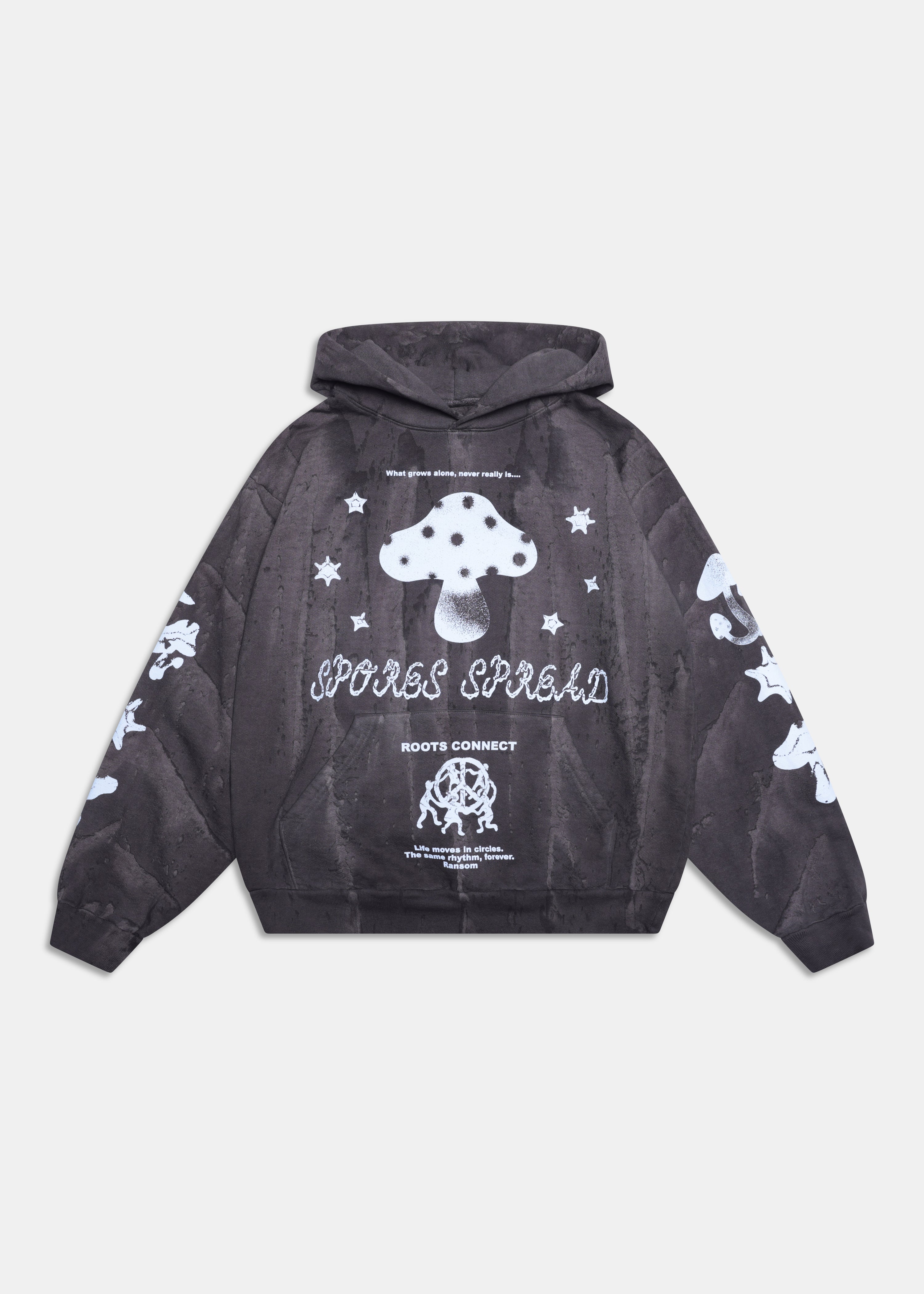 Spores Hoodie - Black Drip Dye
