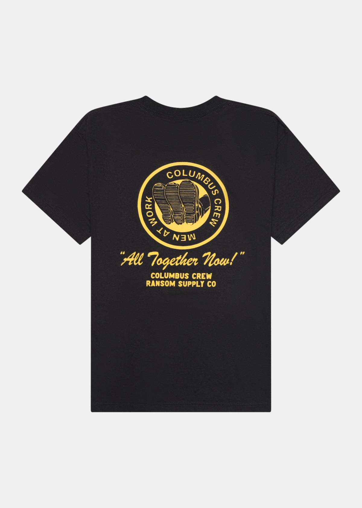 Men At Work tee in black by Ransom Supply, front