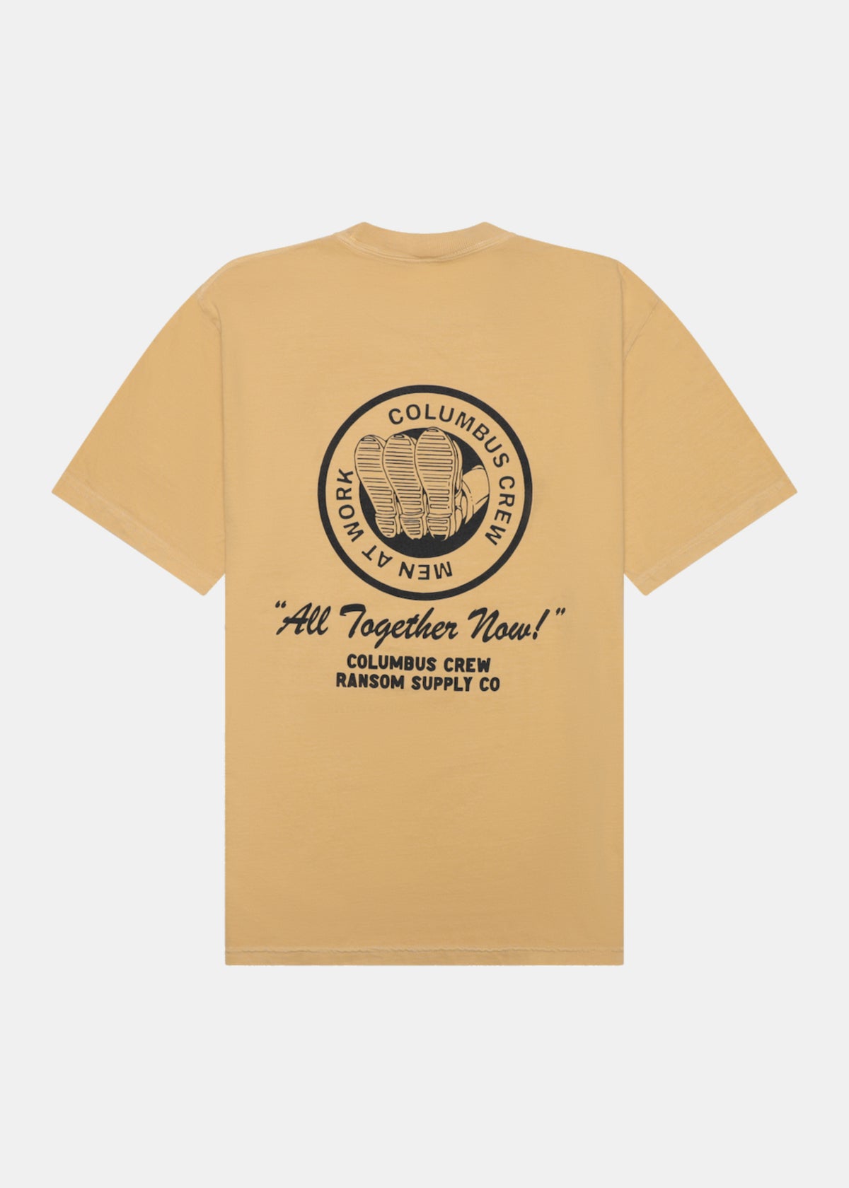 Men At Work tee in gold by Ransom Supply, front