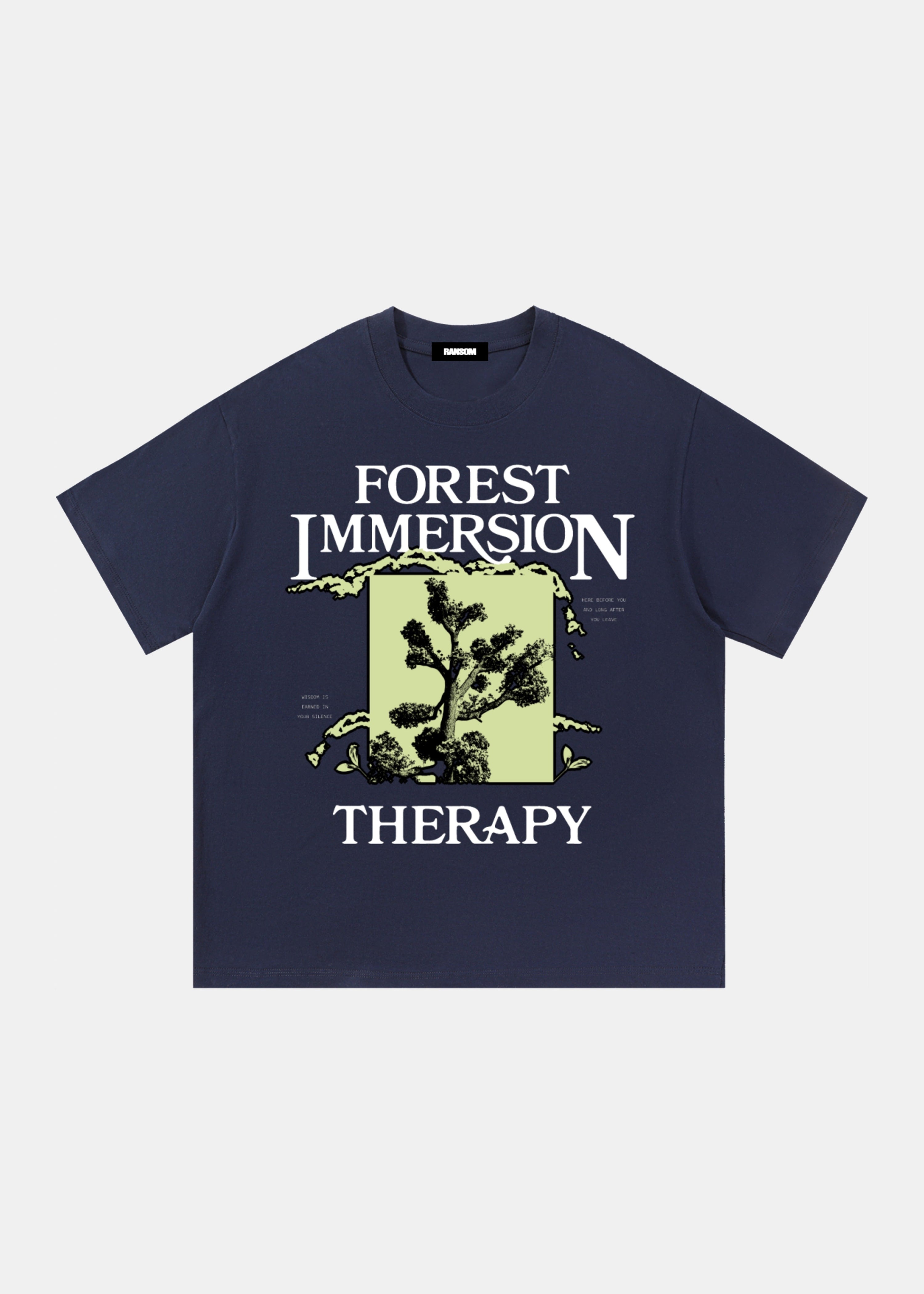 Forest Immersion Therapy tee in navy by Ransom Supply, front