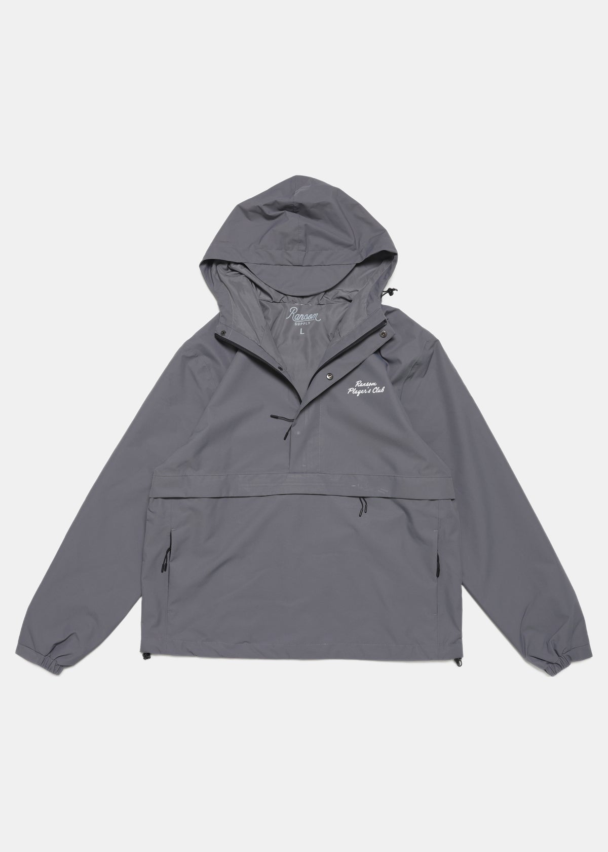 Players Club windshirt in grey by Ransom Supply, front