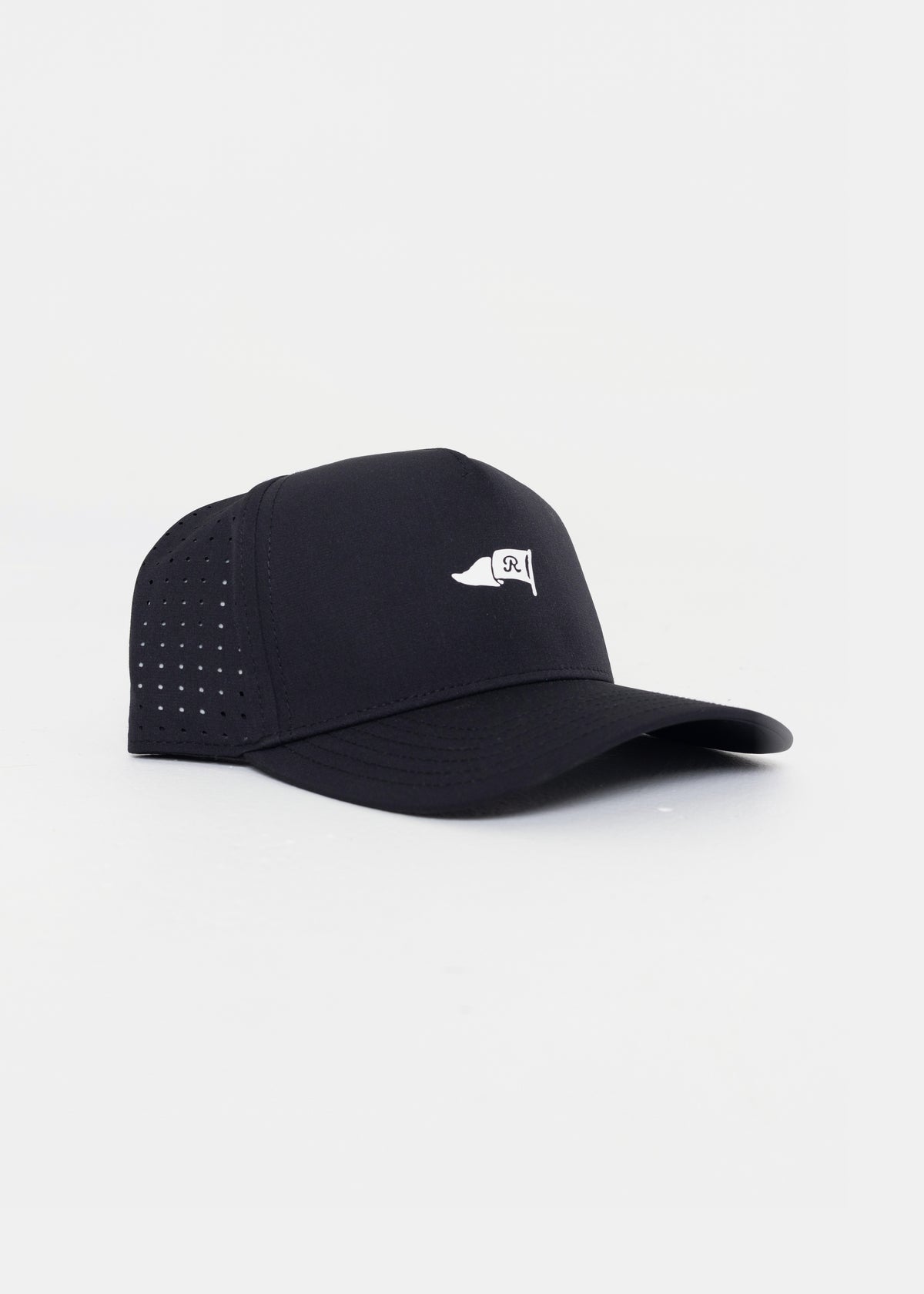 R Flag hat in black by Ransom Supply, angle