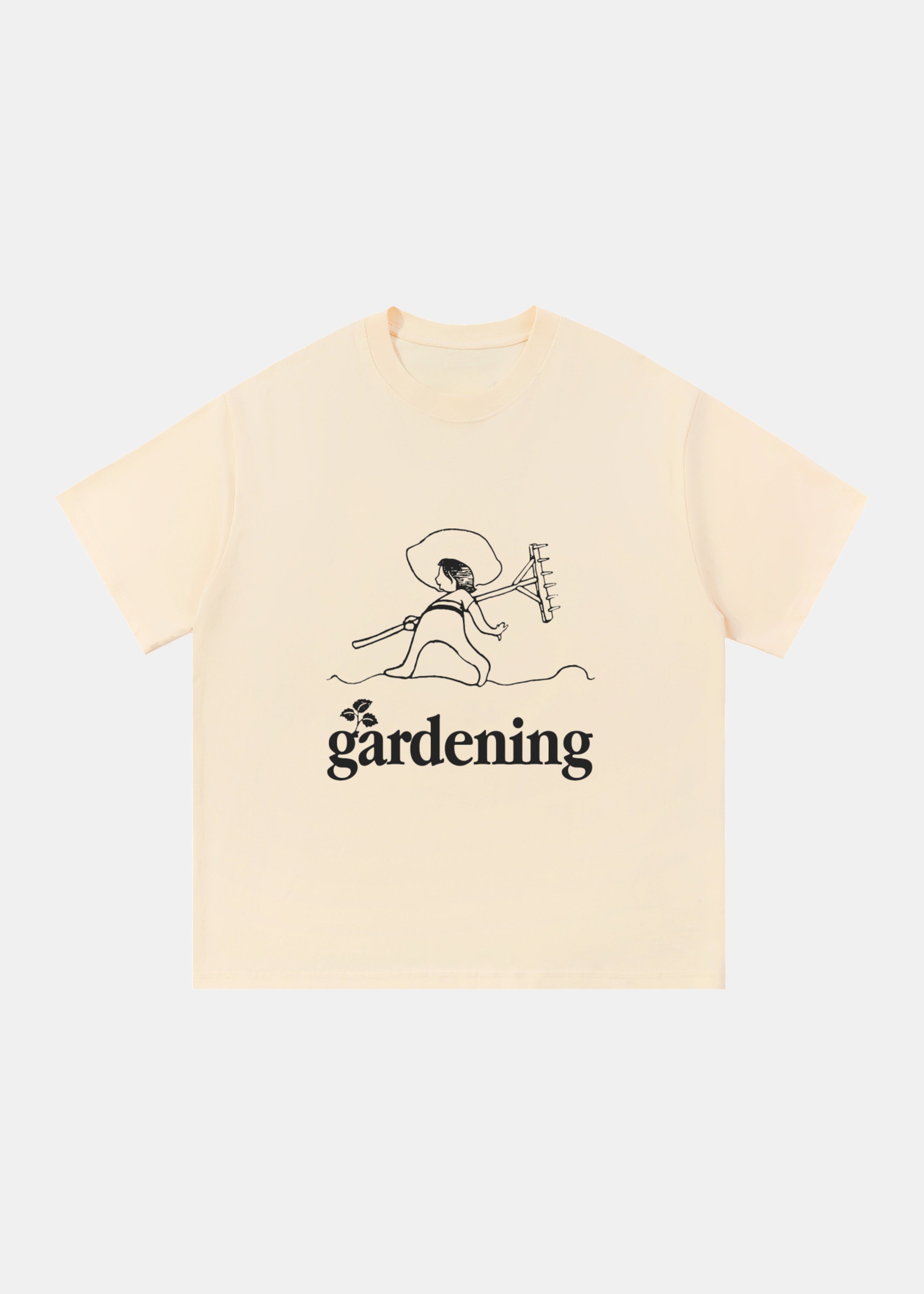 Gardening tee in apricot by Ransom Supply, front
