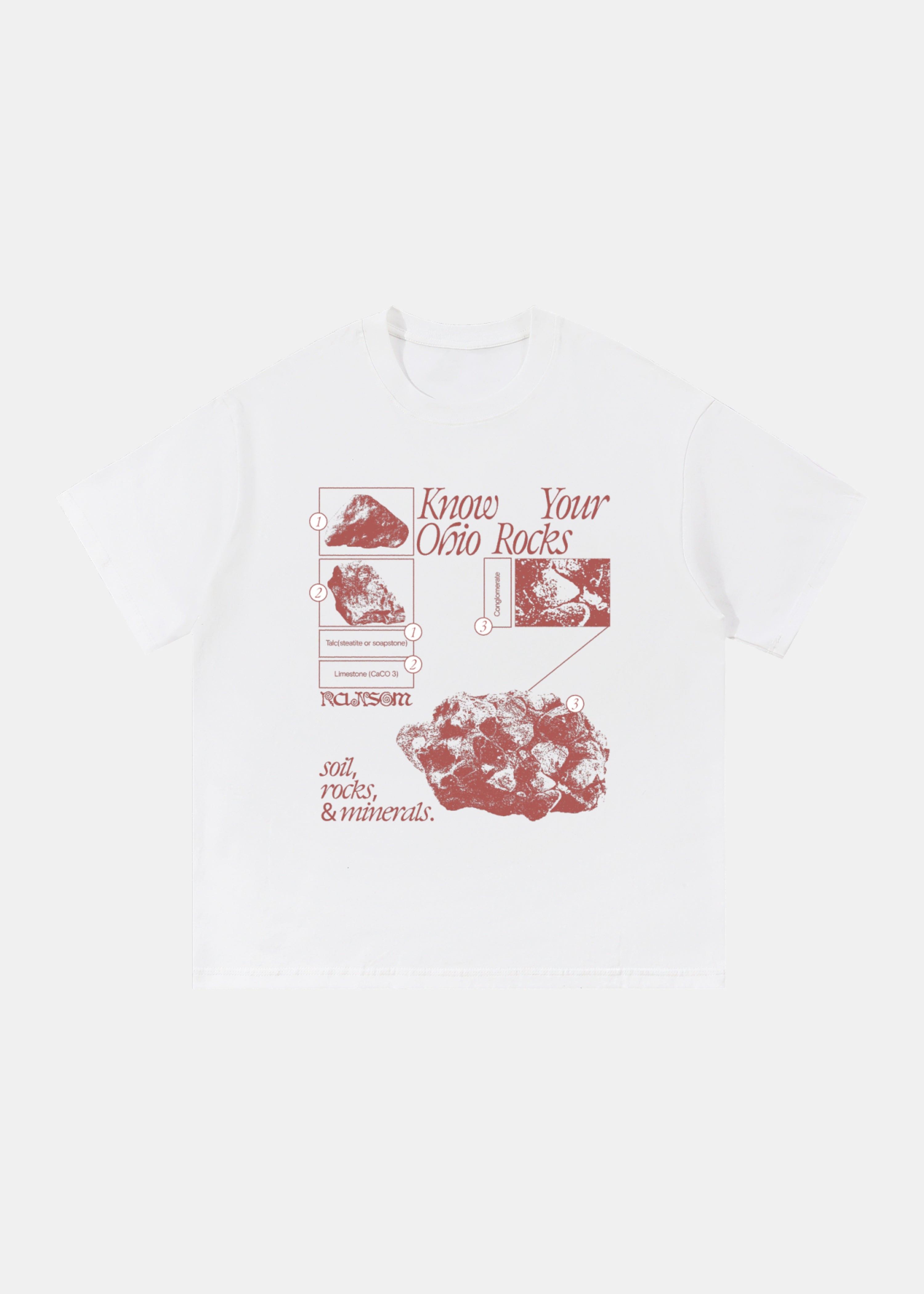 Know Your Ohio Rocks geology tee by Ransom Supply, front