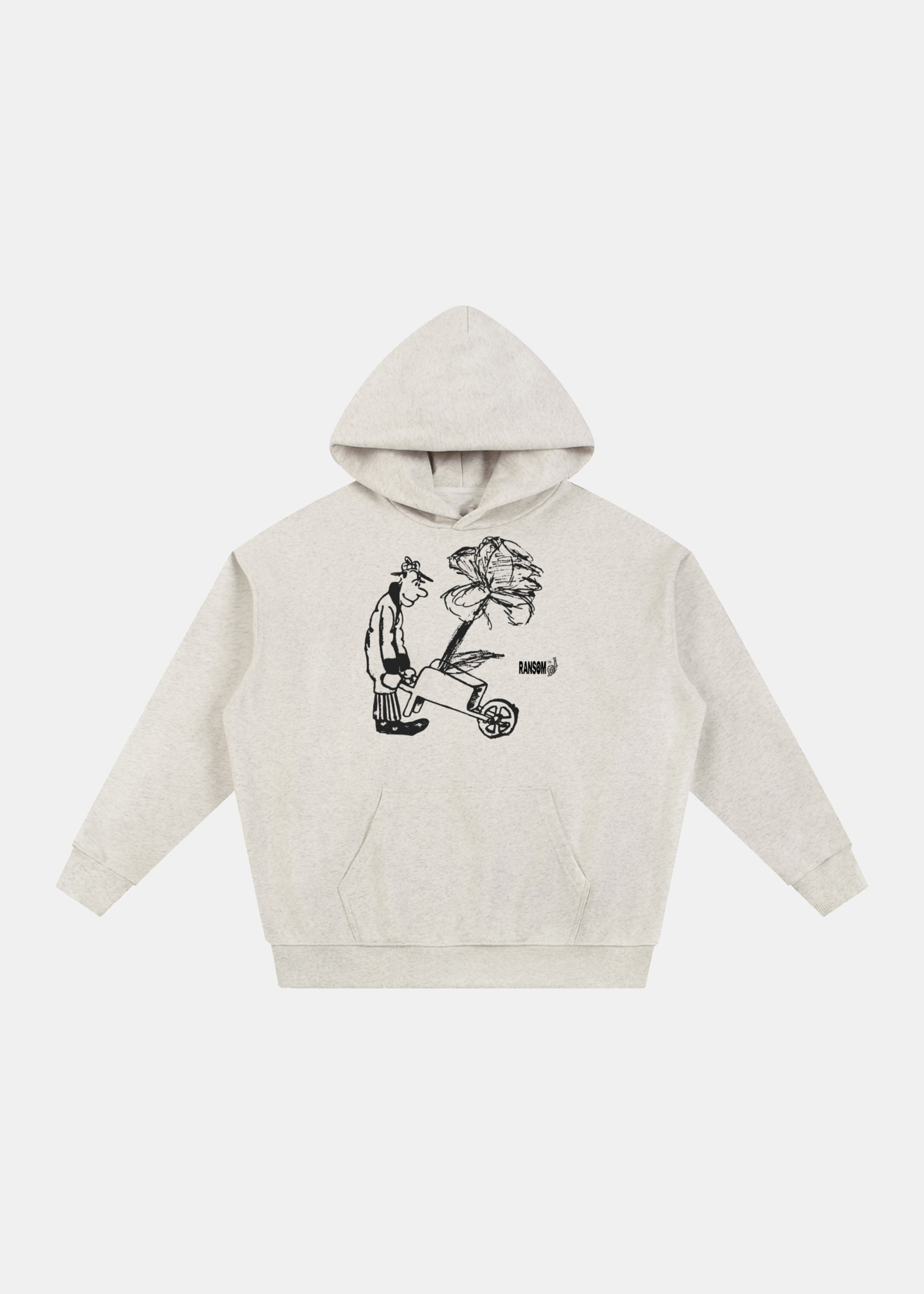 Planting hoodie in oat gray by Ransom Supply, front