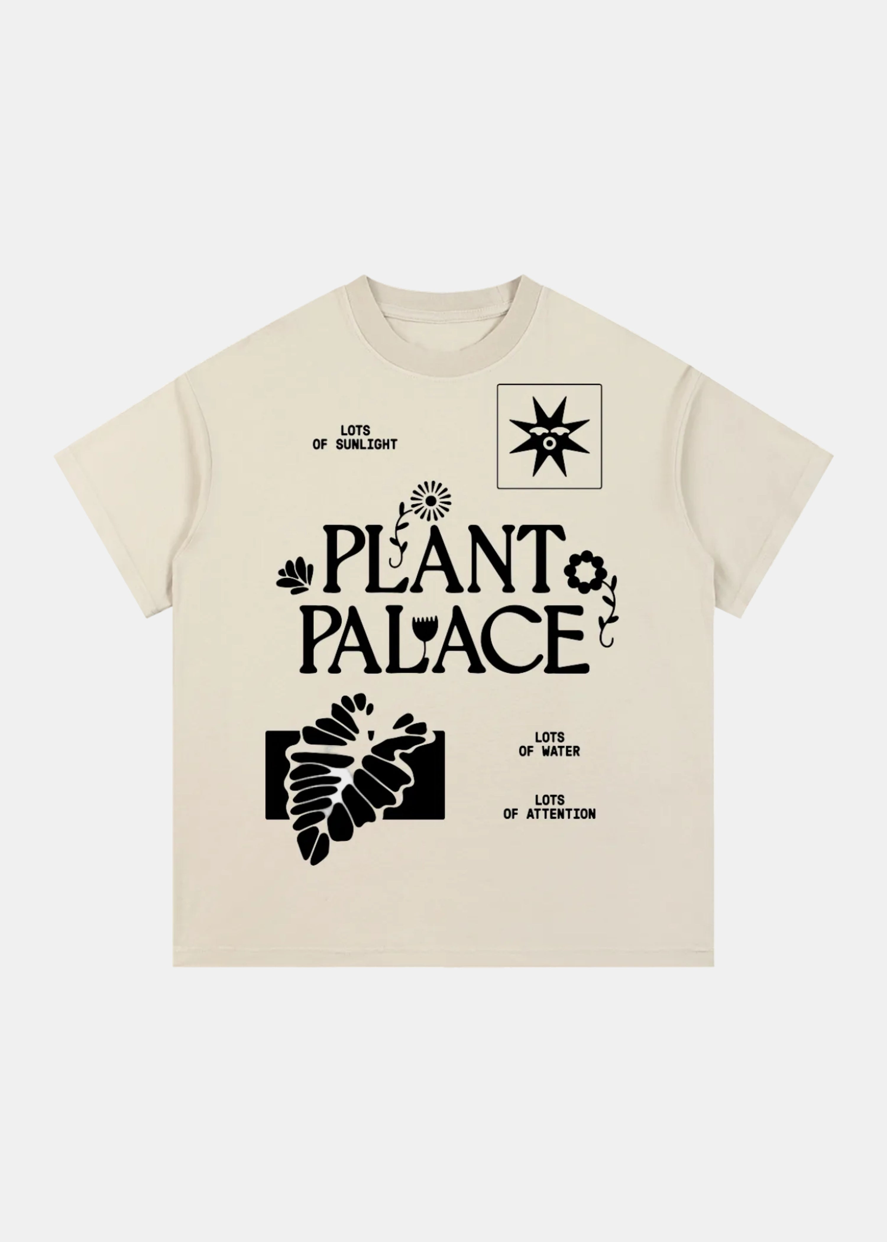 Plant Palace tee in vintage bone by Ransom Supply, front