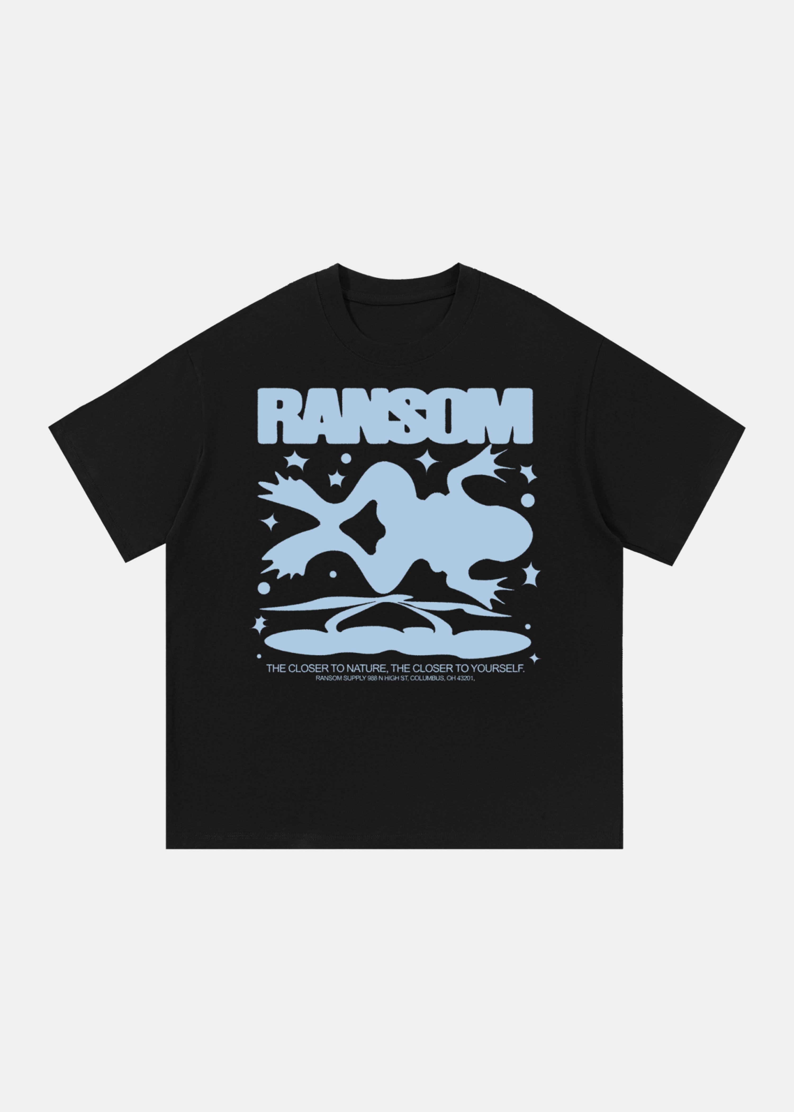 RANSOM tee in black by Ransom Supply, front