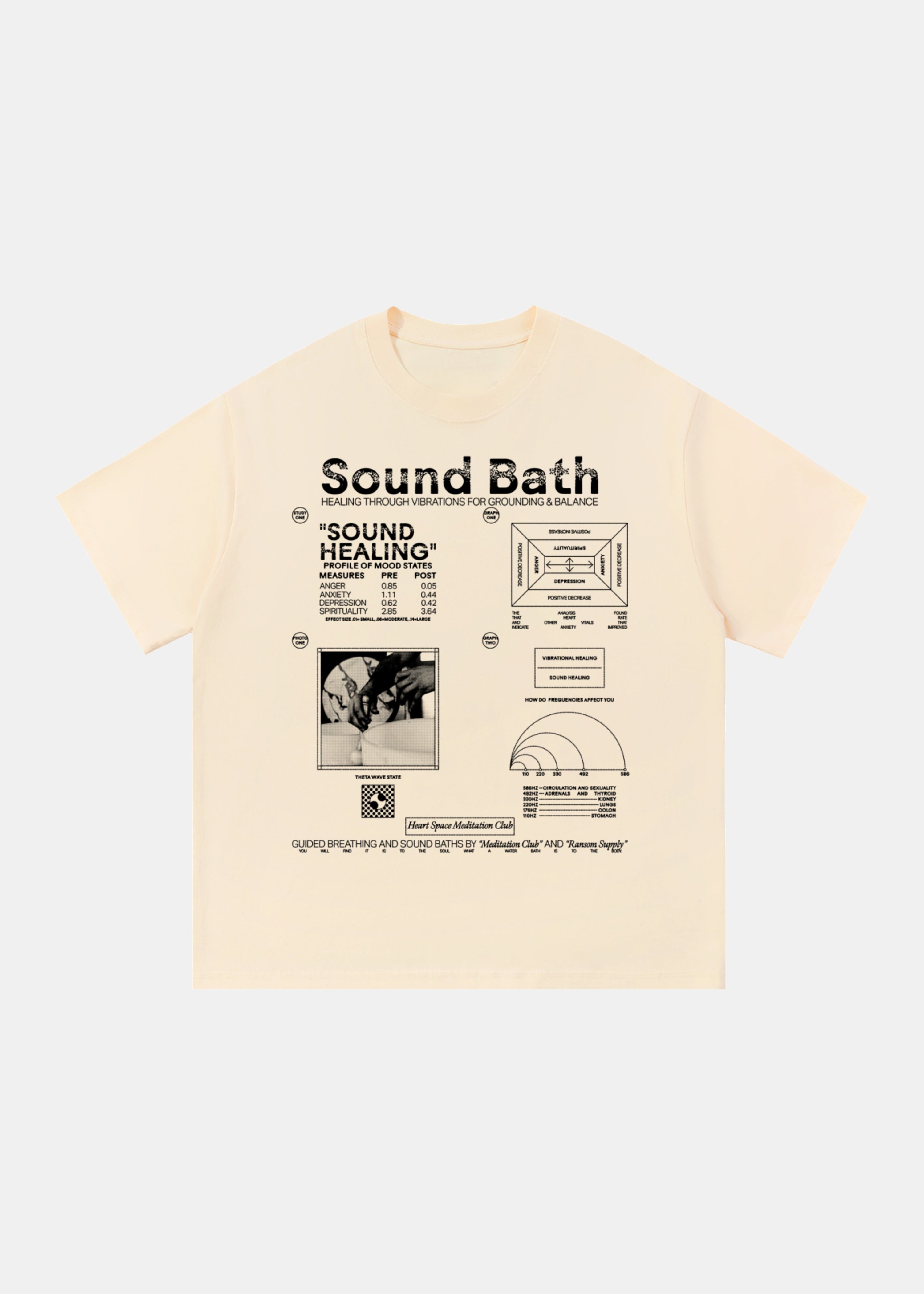 Sound Bath tee in apricot by Ransom Supply, front