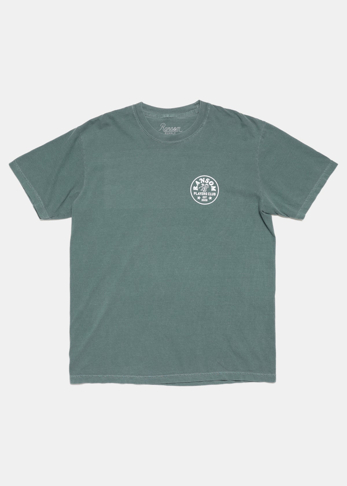 Swing Thoughts tee in blue spruce by Ransom Supply, front
